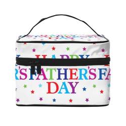 Stars and Happy Fathers Day Große Kapazität tragbare wasserdichte Kosmetiktasche 23 x 17 x 16 cm für Reisen, Outdoor-Sport, Hochzeitsbegleiter, Geschenk, Schwarz , Einheitsgröße von MYGANN