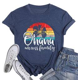 Damen Ohana Means Family T-Shirt, Blau, Groß von MYHALF