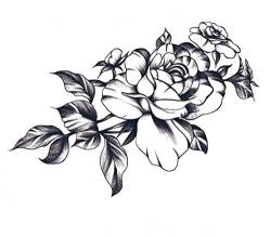 4 Blatt Tattoo-Aufkleber, schlichte Blumen-Tattoo-Aufkleber, Schlüsselbein, sexy, wasserdicht, für Frauen, langlebig, semi-permanent, Schulter von MYIESAXL