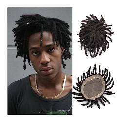 Haarteil für Männer Herren-Toupet, Afro-Locken, Breadlocks, feine Mono- und NPU-Basis, Herrenhaar-Kapillarprothese, natürliches Schwarz, 7,6–17,8 cm, Ersatzsysteme for männliches lockiges Echthaar Per von MYJ46DYSY