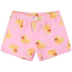 MYJAJAYI Herren-Badehose, schnell trocknend, kurze Badehose, lustig, 7,6 cm, Rosa Ente, S von MYJAJAYI