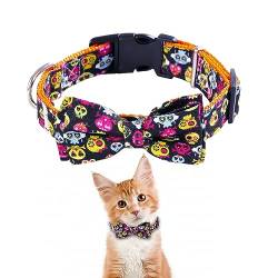 Halloween Hundehalsband,Hundehalsband für große Hunde mit süßer Fliege | Glocke und Haustierhalsband für Halloween-Kostüme, verstellbare Halsbänder für kleine, mittelgroße und große Hunde von MYJIO