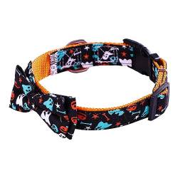 Halloween Hundehalsband - Haustierhalsbänder für große Hunde und Katzen - Verstellbare Halsbänder mit süßer Fliege, Glöckchen, Haustierhalsband für Halloween-Kostüme, Haustierpflegezubehör von MYJIO