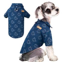 Kleines Hundeshirt,Denim-Welpenhemden für kleine Hunde und Jungen | Bequeme Welpenkleidung, warme Haustierkleidung für Hunde, Reisen, Welpen von MYJIO