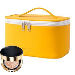 PU-Kosmetiktaschen für Reisen – multifunktionale tragbare Toilettenartikel-Behälter-Tasche für Reisen – Kosmetiktaschen für Lippenstift, Foundation, Make-up-Pinsel, Parfü , Feuchtigkeitscreme, gelb, 1 von MYJIO