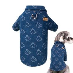 Welpen-Shirt,Denim-Hundekleidung für kleine Hunde - Warme Hundebekleidung, weiche Welpenkleidung, süße Hundekleidung für Reisen, Welpen, Haustiere von MYJIO