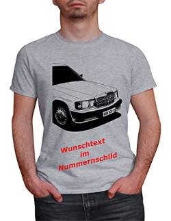 Herren T-Shirt 190 W201 Motiv mit Wunschtext (Grau, XL) von MYLEZ
