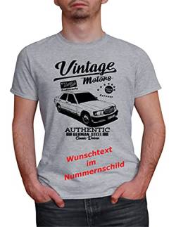Herren T-Shirt 190 W201 Vintage mit Wunschtext (Grau, M) von MYLEZ