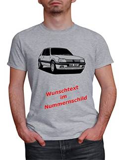 Herren T-Shirt 205 GTI mit Wunschtext (Grau, 2XL) von MYLEZ