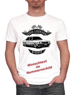 Herren T-Shirt Ascona B Legend mit Wunschtext (Weiss, 2XL) von MYLEZ