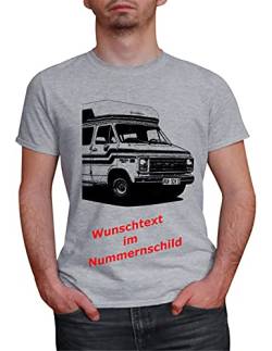 Herren T-Shirt Chevy Camper G20 Van Motiv mit Wunschtext (Grau, XL) von MYLEZ