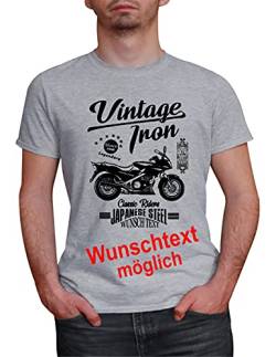 Herren T-Shirt FJ 1200 Vintage mit Wunschtext (Grau, XL) von MYLEZ