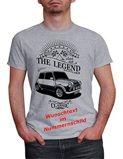 Herren T-Shirt Mini Cooper Classic mit Wunschtext (Grau, M) von MYLEZ