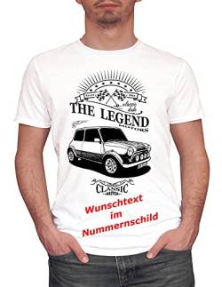 Herren T-Shirt Mini Cooper Classic mit Wunschtext (Weiss, L) von MYLEZ