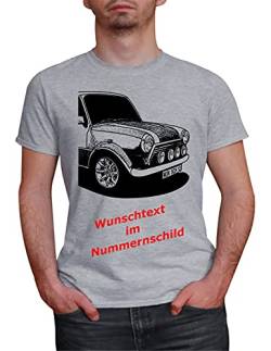 Herren T-Shirt Mini Cooper Motiv mit Wunschtext (Grau, M) von MYLEZ