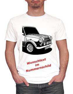 Herren T-Shirt Mini Cooper Motiv mit Wunschtext (Weiss, S) von MYLEZ