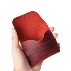 Kartenetui, Mini Urltra-Licht Pocket Portemonnaie for Frauen Männer Leder Geschäft Kreditkarteninhaber (Farbe : rot) von MYOLIO