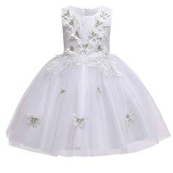 MYRISAM Kleine / große Mädchen Schmetterlinge Kleid Prinzessin Stickerei Geburtstag Festzug Hochzeit Blumenmädchen Ballkleider 3-12T - Weiß - 5-6X von MYRISAM