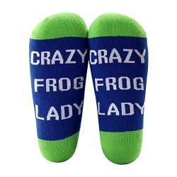 MYSOMY 2 Paar lustige Froschsocken Crazy Frog Dame Kleid Socken Frosch Geschenke für Frosch Liebhaber, Crazy Frog Lady, 42 von MYSOMY