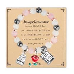 MYSOMY Belle Rose Anhänger Armband Rose Blume Armband Märchen Schmuck Belle Rose inspiriert Geschenk Prinzessin Belle Armband Prinzessin Geschenk, 2.4INCHES, Legierung von MYSOMY