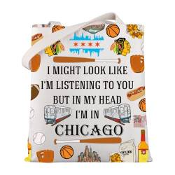 MYSOMY Chicago State Gift Chicago Canvas Tote Bag Chicago Trip Shoulder Bag Chicago Souvenir Shopping Bag Chicago Lover Gift, In Chicago Tb, 13.7inch*15inch von MYSOMY