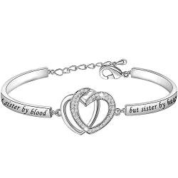 MYSOMY Not Sister by Blood but Sister by Heart Armband Best Friends Geschenke für Schwiegerschwester Seele Schwester Geschenke Unbiologische Schwester Geschenke, Messing von MYSOMY