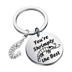 MYSOMY You're Shrimply the Best Shrimp Schlüsselanhänger Lustiges Garnelen-Geschenk für Garnelen-Liebhaber, Garnelen-Wort, Geschenk, Schlüsselanhänger mit Aufschrift "Best Shrimp, S von MYSOMY