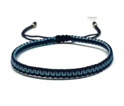 MYSTIC JEWELS - Armband Macrame - Kabbalah-Garn mit 2 Farben, Amulett, Schutz gegen böse Augen, Glück, Good Luck (Marineblau - Türkis) von MYSTIC JEWELS