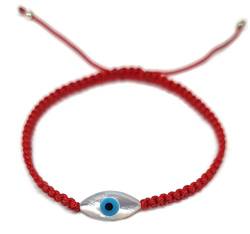 MYSTIC JEWELS By Dalia Armband aus Makrome, Rot, mit Perlmutt und Türkischem Auge, für Glück (Auge - Rot) von MYSTIC JEWELS