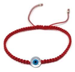 MYSTIC JEWELS By Dalia Armband aus Makrome, Rot, mit Perlmutt und Türkischem Auge, für Glück (Runden - Rot) von MYSTIC JEWELS