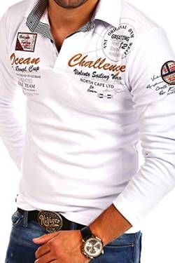 MT Styles Langarm Poloshirt Ocean Pullover R-0740 [Weiß, 3XL] von MYTRENDS Styles