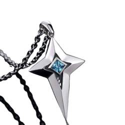 MYYCYCV Halskette Anhänger Meteoranhänger für Herren Kreuzkette für Männer und Frauen blauer sternförmiger dominierender Halskettenanhänger für Männer und Frauen Geschenk von MYYCYCV