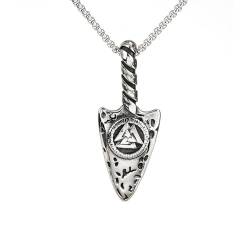 MYYCYCV Halskette Anhänger Wikinger Rune Dreieck Logo Speer Anhänger europäische und amerikanische Vintage Schmuck Männer Halskette Geschenk von MYYCYCV