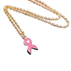 Halskette mit Anhänger Pink Ribbon Anhänger Halskette Brustkrebs Überlebende Geschenk Herren Damen Halsketten Anhänger Schmuck Weihnachtsgeschenke Gastgeschenke von MZMZFFL@