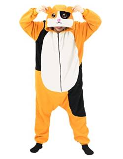 Tier Onesie Erwachsene Tier Kostüm Einteiler Pyjama Cosplay Homewear Nachtwäsche Overall Kostüm für Damen Herren, Meerschweinchen-Einteiler, M von MZMZZU