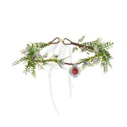 Elfenkrone KopfstüCk Feen-Stirnbänder for Frauen, Elfen-Blumenkronen, florale Kristalle, Kopfbedeckung for Party, Haarschmuck, Kostüm-Requisiten Tiara Und Elfen Ohren Set (Size : As photo shows-04) von MZPOZB