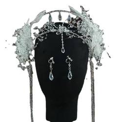Elfenkrone KopfstüCk Modisches Haarband mit Elfenkrone und Kristallfransen for Damen. Sanftes und elegantes Haarband Tiara Und Elfen Ohren Set von MZPOZB
