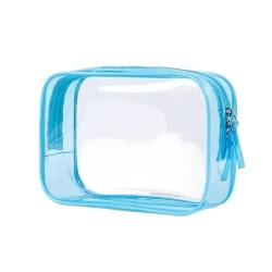 PVC-Transparentbeutel 1pc PVC Frauen Make-Up Taschen Transparente Kosmetik Tasche Beauty Case Zipper Klar Reise Veranstalter Lagerung Bad Kulturbeutel Waschen Beutel Clear Bag (Color : Light Blue) von MZPOZB