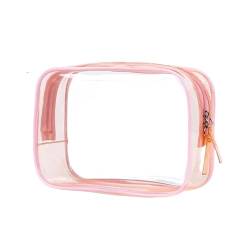 PVC-Transparentbeutel 1pc PVC Frauen Make-Up Taschen Transparente Kosmetik Tasche Beauty Case Zipper Klar Reise Veranstalter Lagerung Bad Kulturbeutel Waschen Beutel Clear Bag (Color : Pink) von MZPOZB