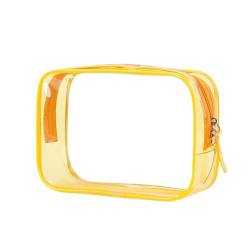 PVC-Transparentbeutel 1pc PVC Frauen Make-Up Taschen Transparente Kosmetik Tasche Beauty Case Zipper Klar Reise Veranstalter Lagerung Bad Kulturbeutel Waschen Beutel Clear Bag (Color : Yellow) von MZPOZB