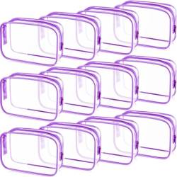 PVC-Transparentbeutel 3er-Pack transparente Kultur- und Kosmetiktasche for Reisen, transparent, Make-up-Kosmetiktasche for Damen und Herren, Reisen, Geschäftsreise, Zuhause Clear Bag (Color : Purple( von MZPOZB