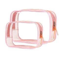 PVC-Transparentbeutel Frauen Tragbare Reise Kulturbeutel Weibliche Transparent Wasserdicht Make-Up Aufbewahrungstasche Große Kapazität Kosmetik Organizer Beauty Case Clear Bag (Color : Pink, Size : von MZPOZB