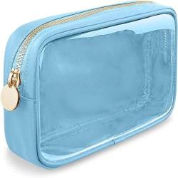 PVC-Transparentbeutel PVC-Kosmetiktasche, Aufbewahrung, transparent, Kulturbeutel, große Kapazität, Muschel-Make-up-Tasche for Damen Clear Bag (Color : Blue) von MZPOZB