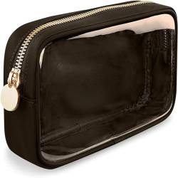 PVC-Transparentbeutel PVC-Kosmetiktasche, Aufbewahrung, transparent, Kulturbeutel, große Kapazität, Muschel-Make-up-Tasche for Damen Clear Bag (Color : Coffee) von MZPOZB