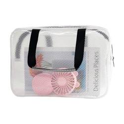 PVC-Transparentbeutel Tragbare Reise Kulturbeutel Weibliche Transparent Wasserdicht Make-Up Aufbewahrungstasche Große Kapazität Kosmetik Organizer Schönheit Frauen Fall Clear Bag (Color : Ivory) von MZPOZB