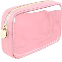 PVC-Transparentbeutel Transparente Nylon-Make-up-Tasche, Reisetasche, Kulturbeutel, Kosmetiktasche mit Reißverschluss, Make-up-Aufbewahrungsbox for Damen und Mädchen Clear Bag (Color : Pink) von MZPOZB
