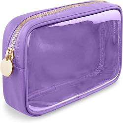 PVC-Transparentbeutel Transparente Nylon-Make-up-Tasche, Reisetasche, Kulturbeutel, Kosmetiktasche mit Reißverschluss, Make-up-Aufbewahrungsbox for Damen und Mädchen Clear Bag (Color : Purple) von MZPOZB