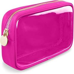 PVC-Transparentbeutel Transparente Nylon-Make-up-Tasche, Reisetasche, Kulturbeutel, Kosmetiktasche mit Reißverschluss, Make-up-Aufbewahrungsbox for Damen und Mädchen Clear Bag (Color : Rose) von MZPOZB