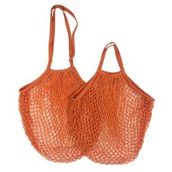 Tragbare Baumwoll-Netztasche 2 Stück tragbare Einkaufstasche for Obst und Gemüse, bunte Baumwolle, wiederverwendbare Lebensmitteltaschen, Aufbewahrungsnetztasche, Netztasche mit langem Griff Netztasch von MZPOZB