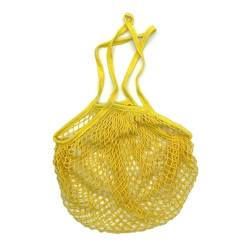 Tragbare Baumwoll-Netztasche 3 stücke Tragbare Wiederverwendbare Lebensmittel Taschen for Obst Gemüse Lagerung Tasche Baumwolle Mesh String Handtasche Langen Griff Net Tote Netztasche ( Color : Yellow von MZPOZB